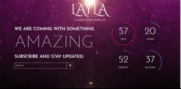 Free Cool Coming Soon Website Templates: Layla 