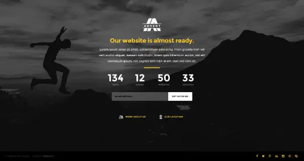 Free Cool Coming Soon Website Templates: Advent