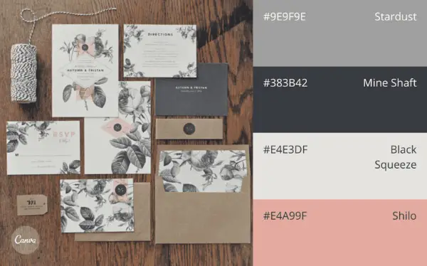 Perfect wedding website color combinations: Classic Pastel with Black