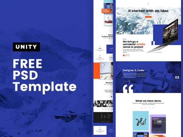 Free Graphic Design Portfolio Templates: Unity Template
