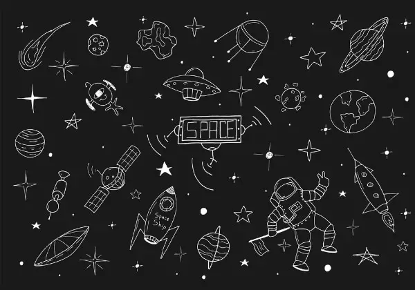 Creative Doodle Backgrounds for Designers: Space Set