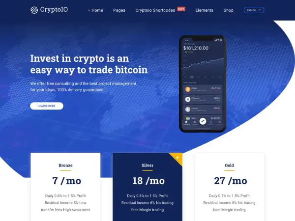 Amazing WordPress Themes for Crypto Currency: CryptoIO