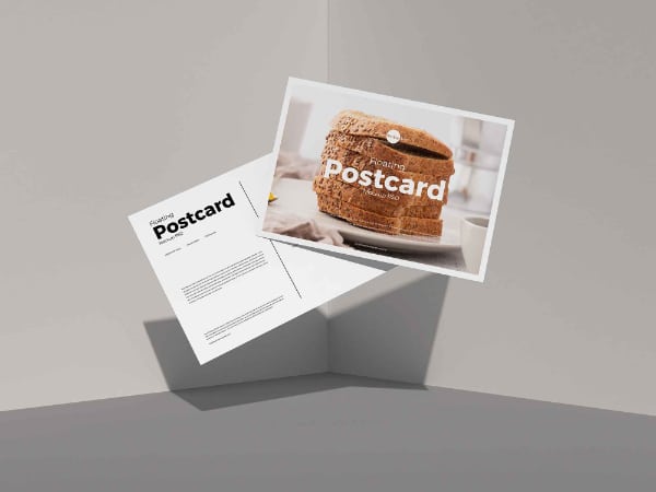 Postcard Mockups for Designers: Floating Postcards