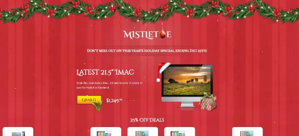 Creative Seasonal HTML Landing Pages: MistleToe - A Christmas Special Landing Page