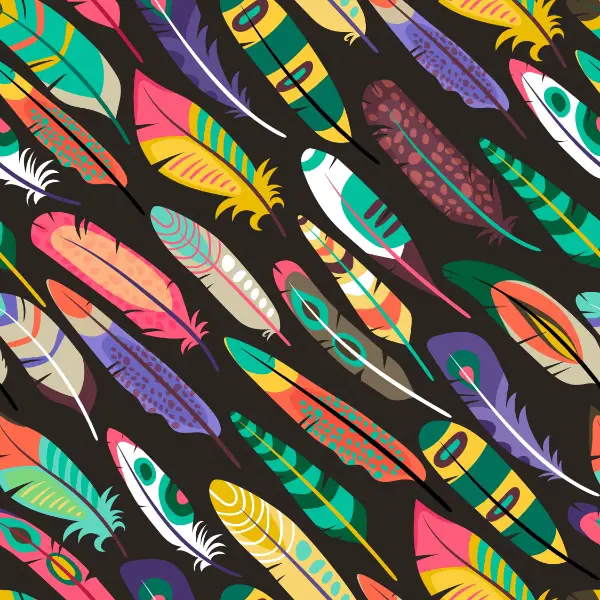 Free Backgrounds With Tribal Feel: Colorful Feathers