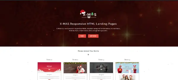 Creative Seasonal HTML Landing Pages: X-MAS - Multipurpose Responsive HTML Landing Page