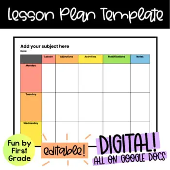 Editable Google Docs Weekly Lesson Plan Template