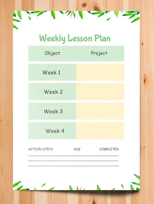 Weekly Lesson Plan – free Google Docs template