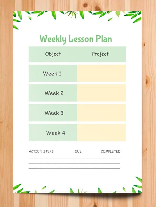 Weekly Lesson Plan – free Google Docs template