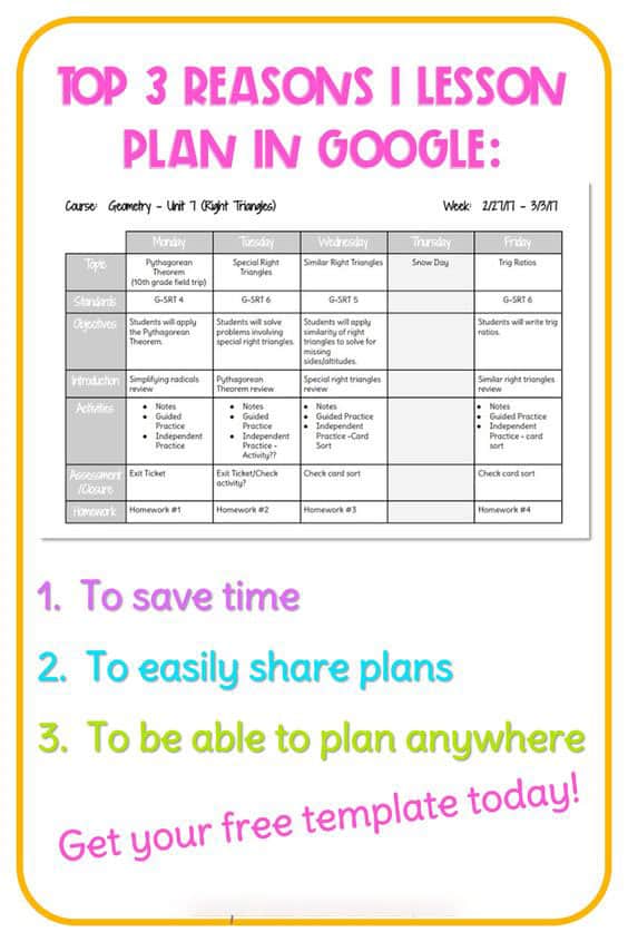 Google Docs Lesson Plans Template