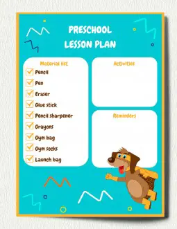 Preschool Lesson Plan – free Google Docs template