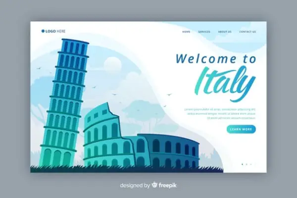 18 Creative Landmark City Design Assets All Designers Must Have: Italy Landing Page