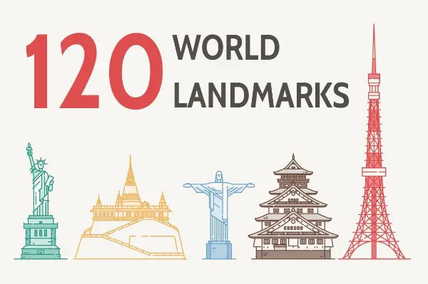 18 Creative Landmark City Design Assets All Designers Must Have: World's Famous Landmark Collection