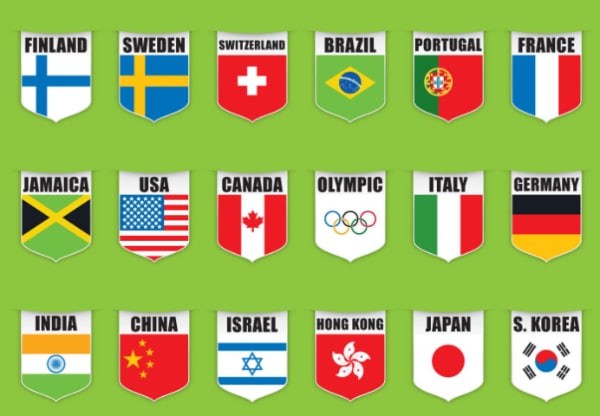 Free Olympic Design Assets For Your Collection: Olympic Country Flags