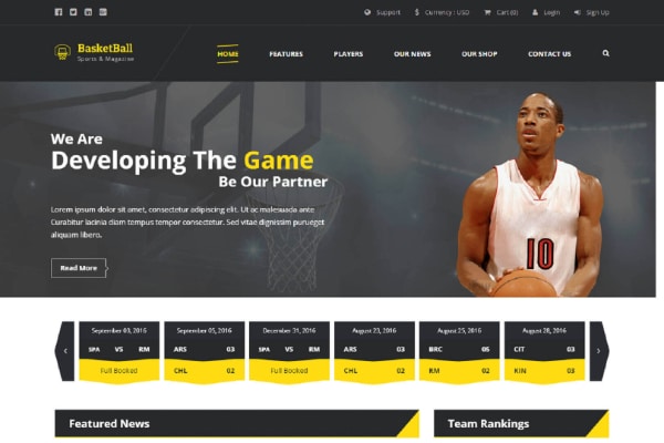Amazing Free Sports Design Assets for Designers: Sports Magazine HTML Layout