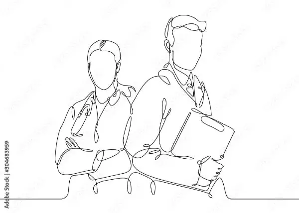 Line Drawing of Doctors & Nurse