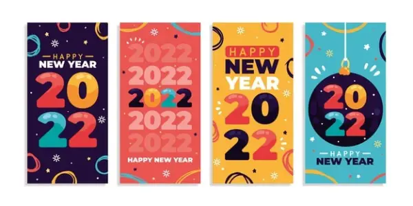 Hand drawn flat new year instagram stories collection templates
