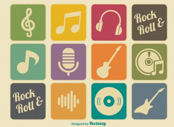 Music Design Asset: Retro Music Icons