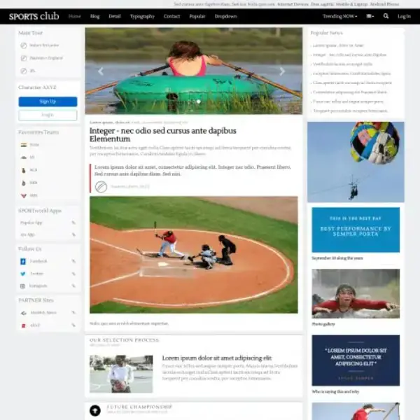 Amazing Free Sports Design Assets for Designers: Sports News - Free HTML Theme