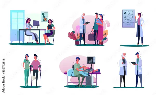 Consulting Doctors Flat Illustrations