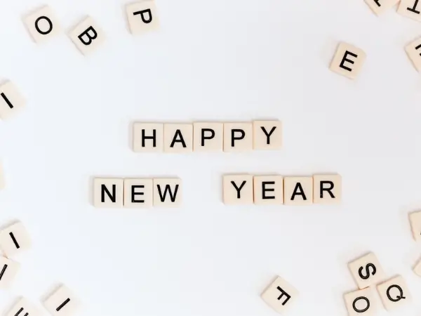 Happy New Year with Scrabble Pieces Image