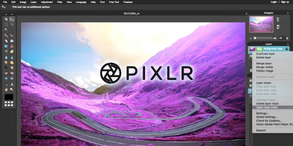 Web Based Photo Editor: Pixlr