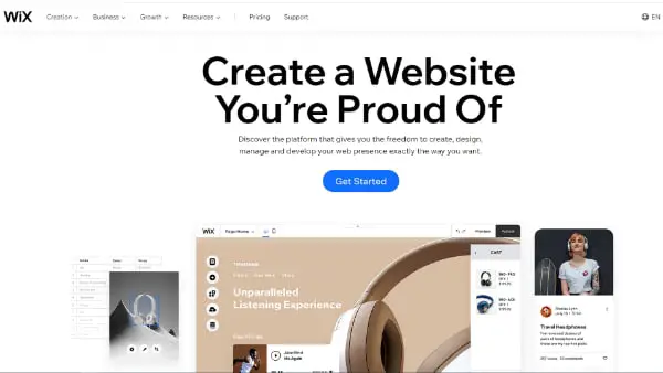 3. All-In-One Free Website Builder: Wix