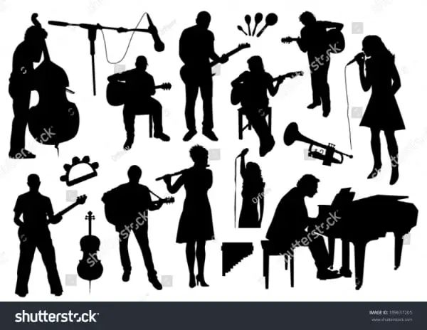 Music Design Asset: Music Playing Silhouettes Vector