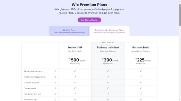 Wix Business Plans