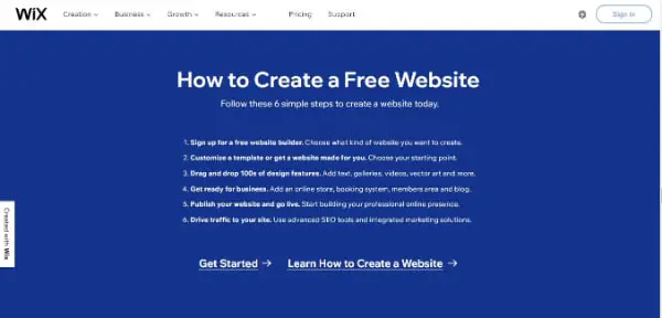 How to create a free website with Wix