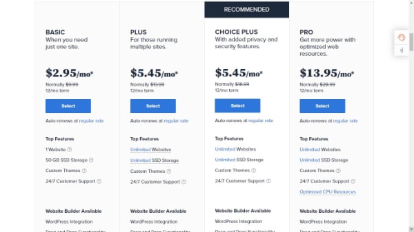 Bluehost Plan : Detailed Web Hosting Price Comparison