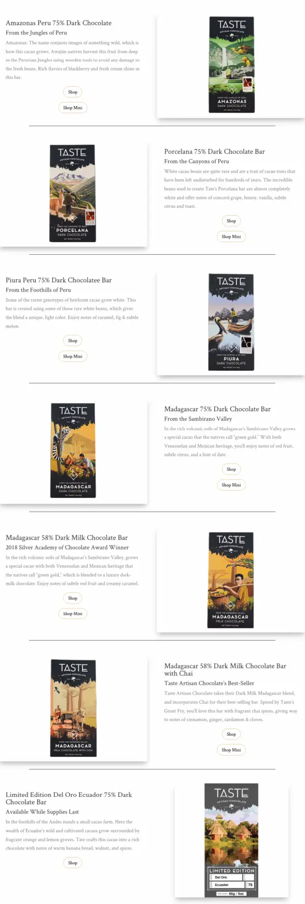 Package Location Design Example by Taste Artisan Chocolate: Inspiring Chocolate Packaging Design Ideas