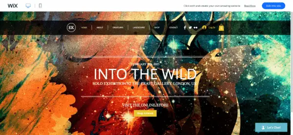 Wix Art Store website template