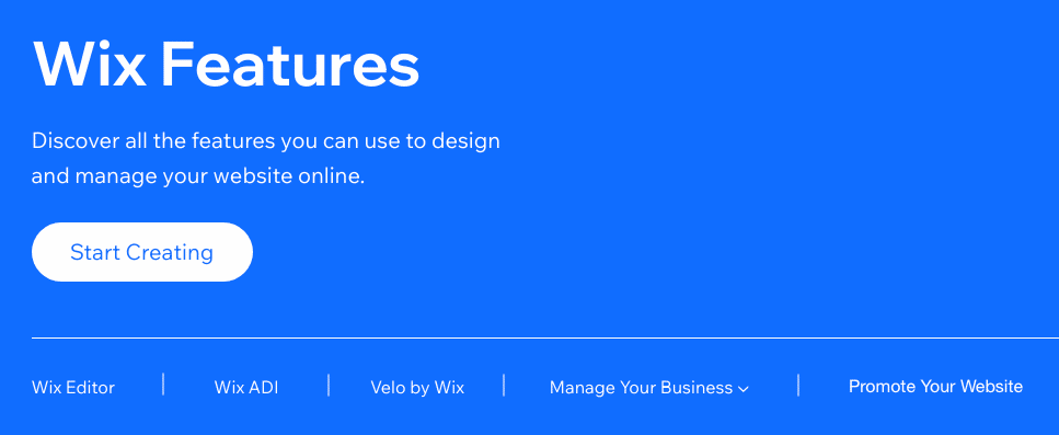 5 categories of Wix features