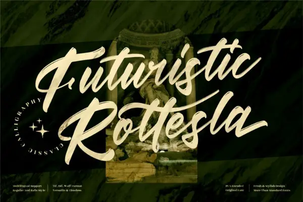 Futuristic Rottesla - Free Brush Script Font