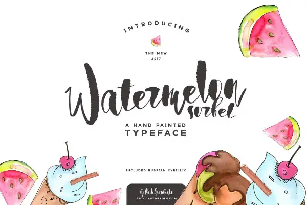 Watermelon Sorbet - Best Brush Script Handpainted Typeface