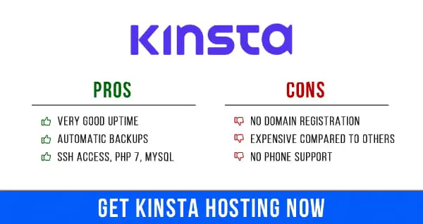 Kinsta Pros & Cons Infographic