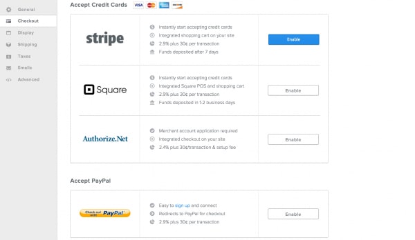 Weebly Payment Processing Options