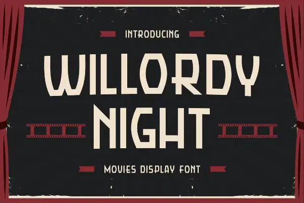 Movie Fonts: Willordy Night - Movies Display Font
