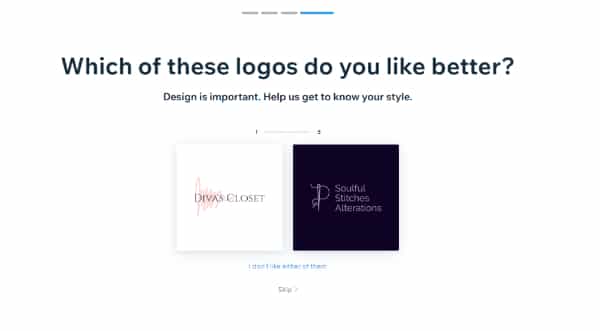 Designing Logo in Wix - Selecting Style