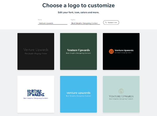Wix Online Logo Generator Options