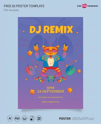 DJ Remix - Free PSD Poster Template