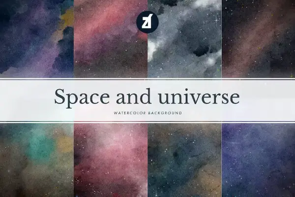 Universe and space watercolor background