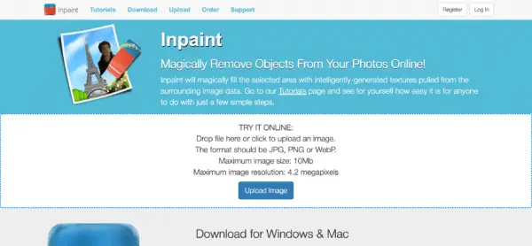 Screenshot of InPaint, one of the best Photoshop alternatives for Windows