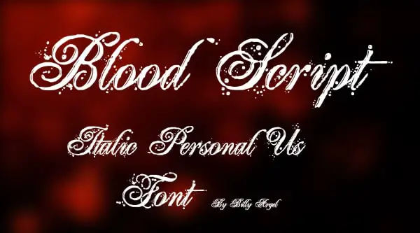 Blood Script Italic font
