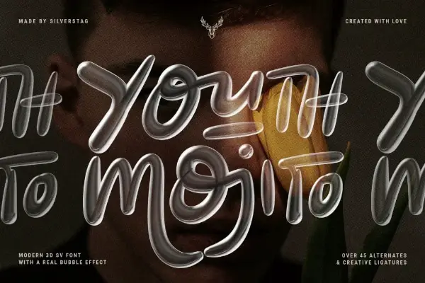 Youth Mojito - A 3d Bubbly Svg Font