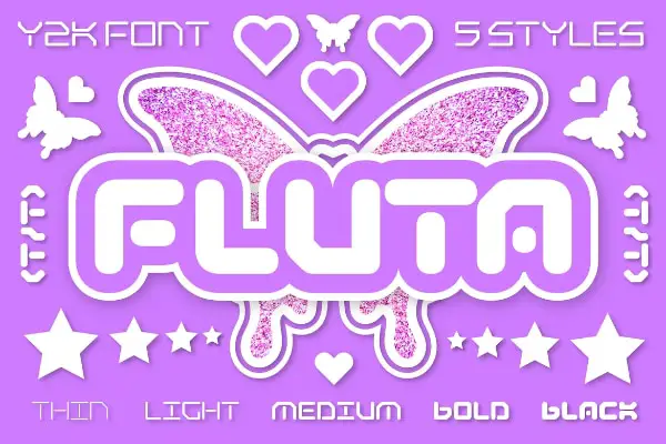 Fluta - A Y2K variable weight font