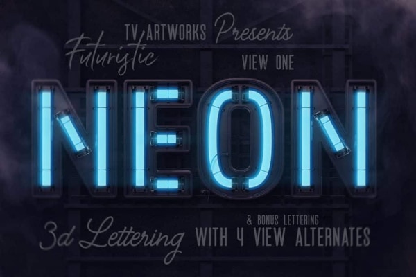 Futuristic Neon 3D Lettering