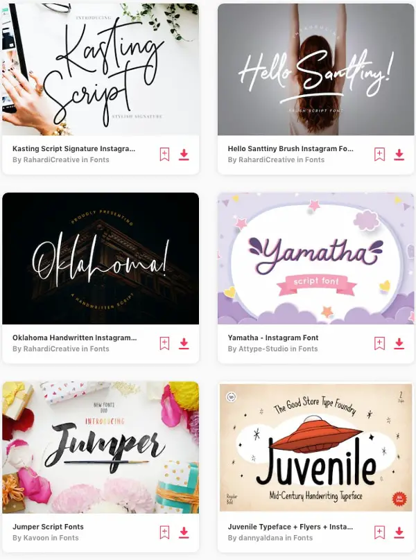 Instagram Fonts from Envato Elements