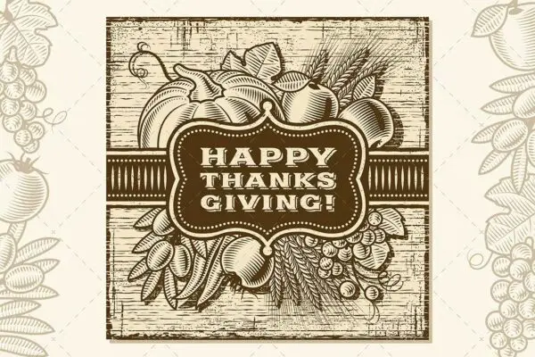 Happy Thanksgiving Retro Card Brown